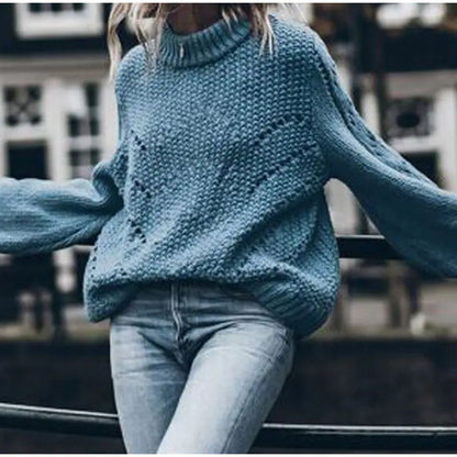 Pullover Sweater, Trendy Knitted Top, Loose Fit Sweater
